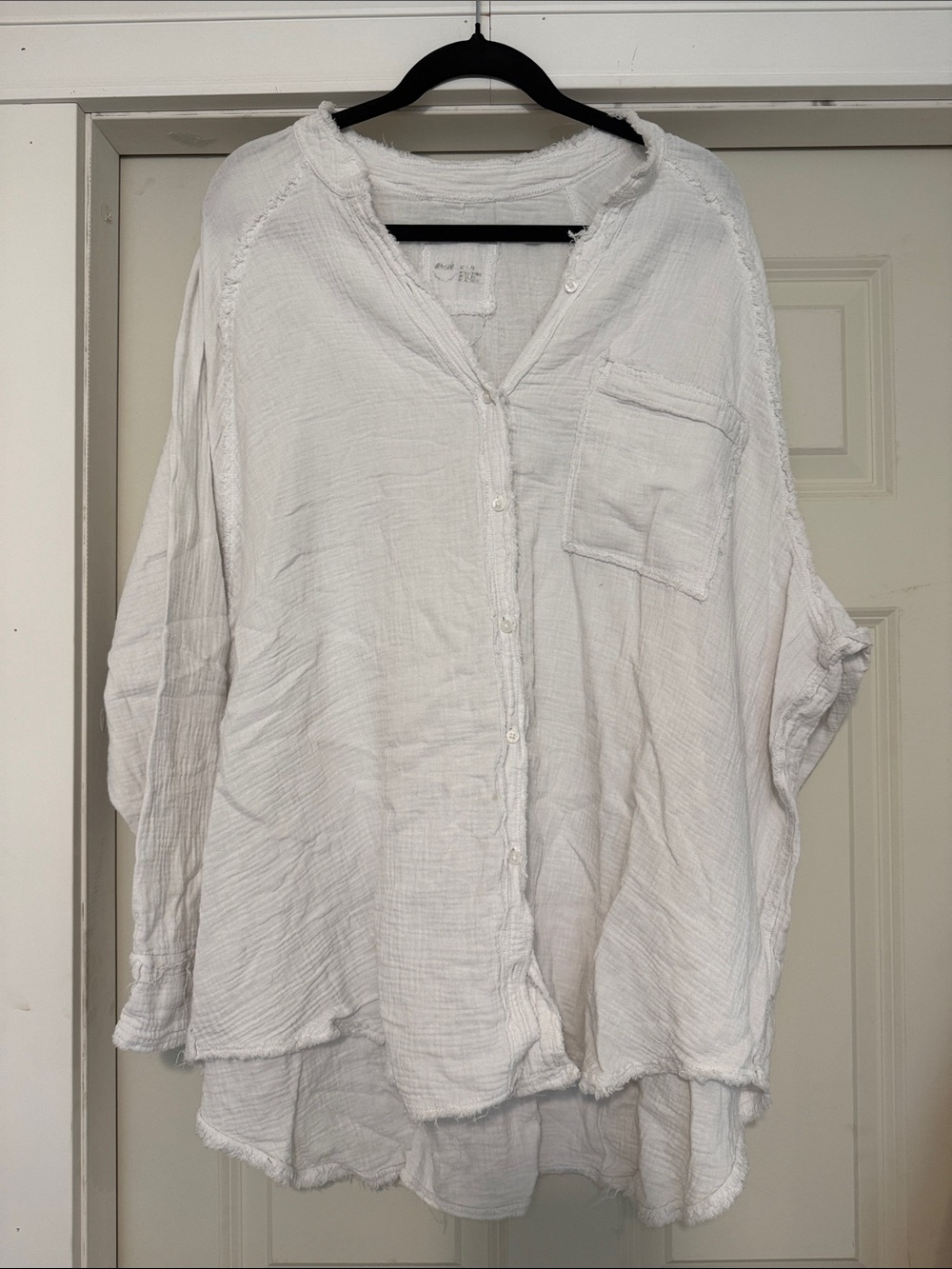 aerie White Lightweight Button-Down Gauze Shirt
